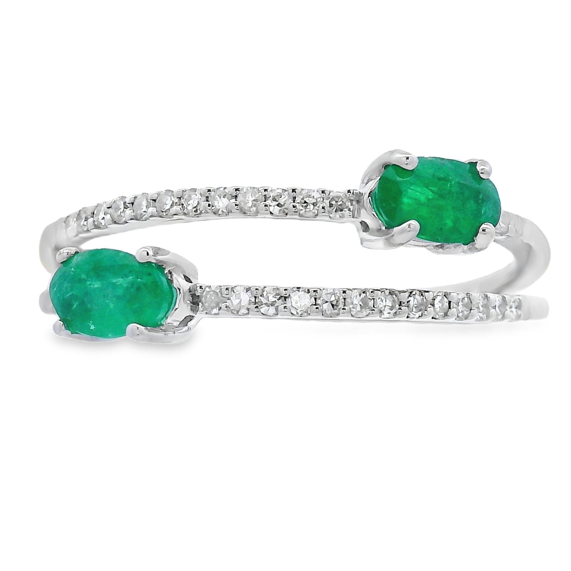 Genuine .57ct Emerald Diamond Ring 14KT White Gold Bids.com