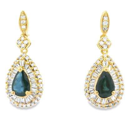 1.22ct Sapphire Diamond Earrings 10KT Yellow Gold Bids.com