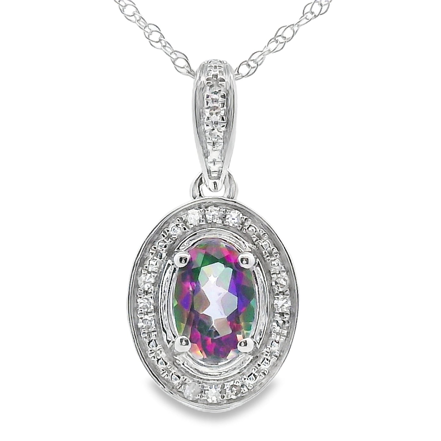 Mystic Fire Topaz Fashion Pendants 10KT White Gold Bids.com