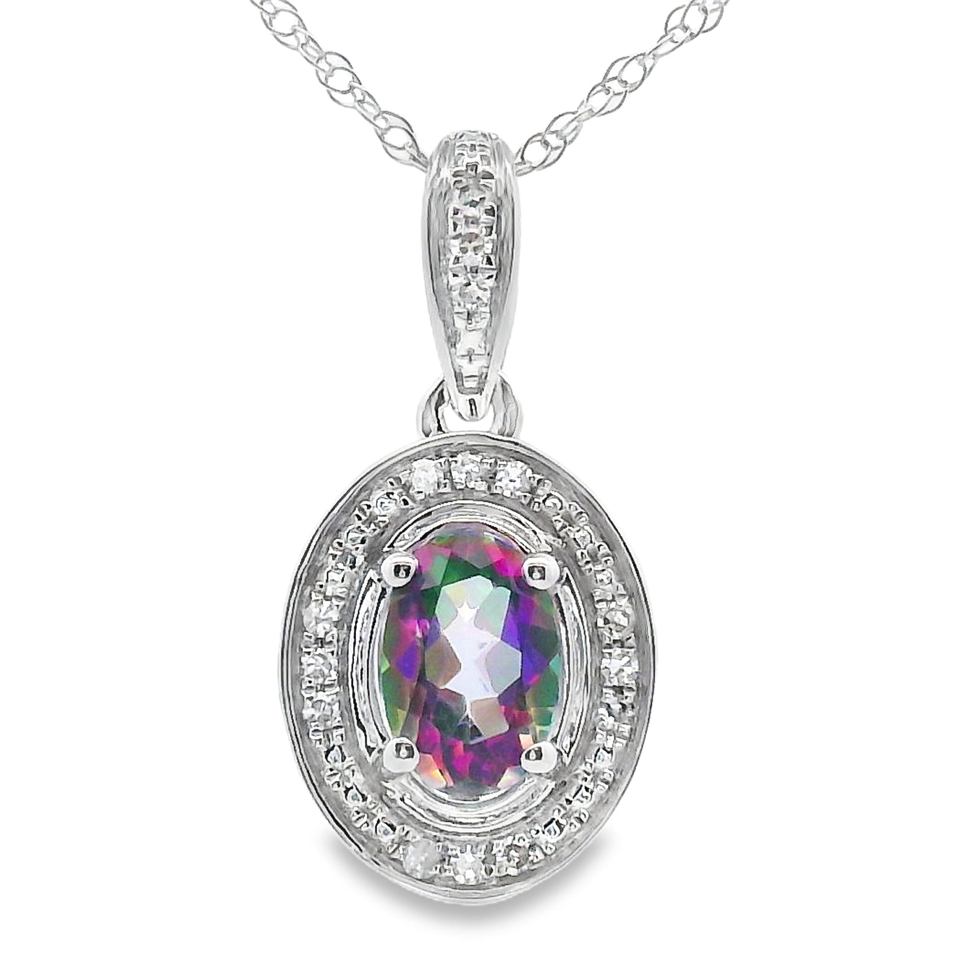Mystic Fire Topaz Fashion Pendants 10KT White Gold Bids.com