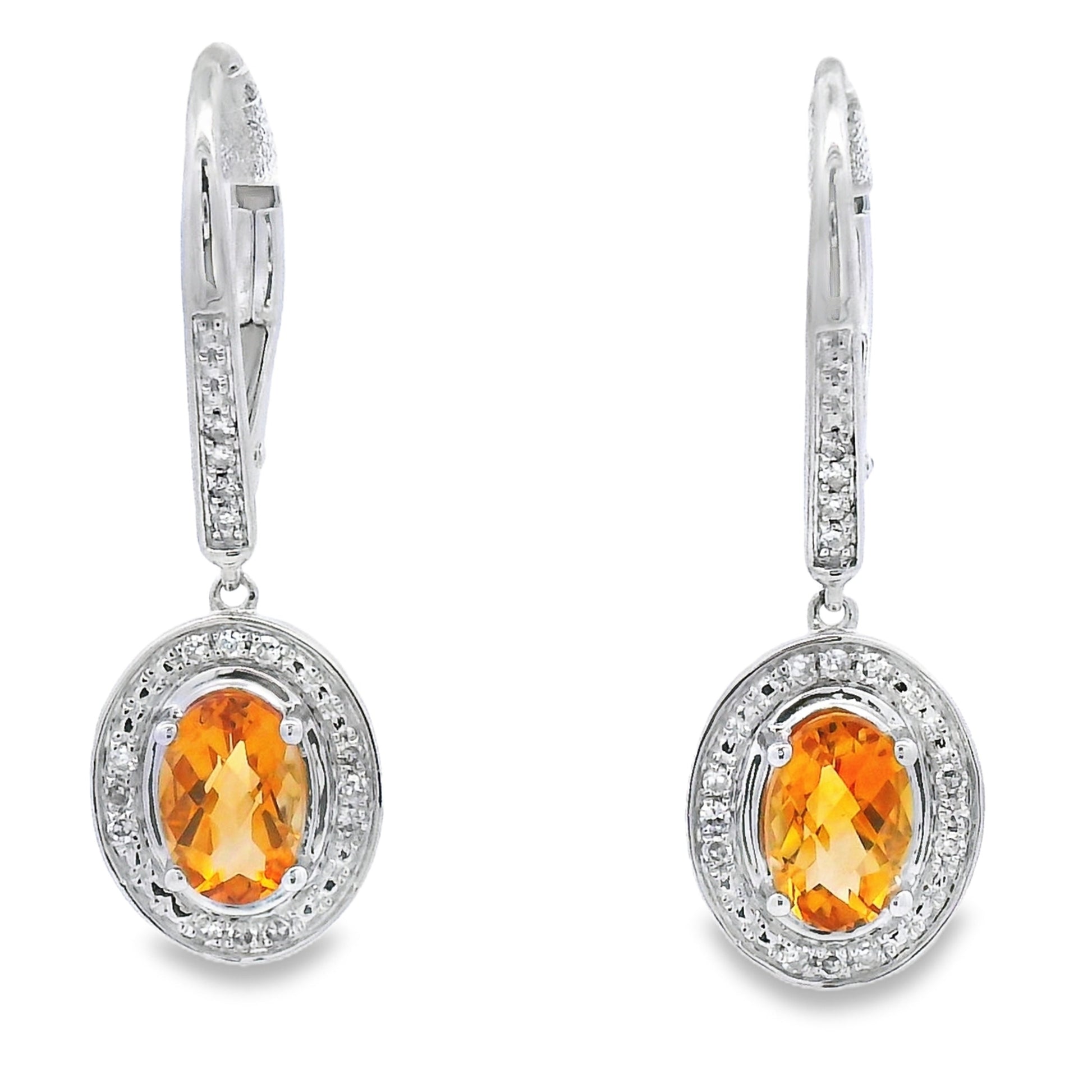 1.04ct Citrine Diamond Dangle Earrings 10KT White Gold Bids.com