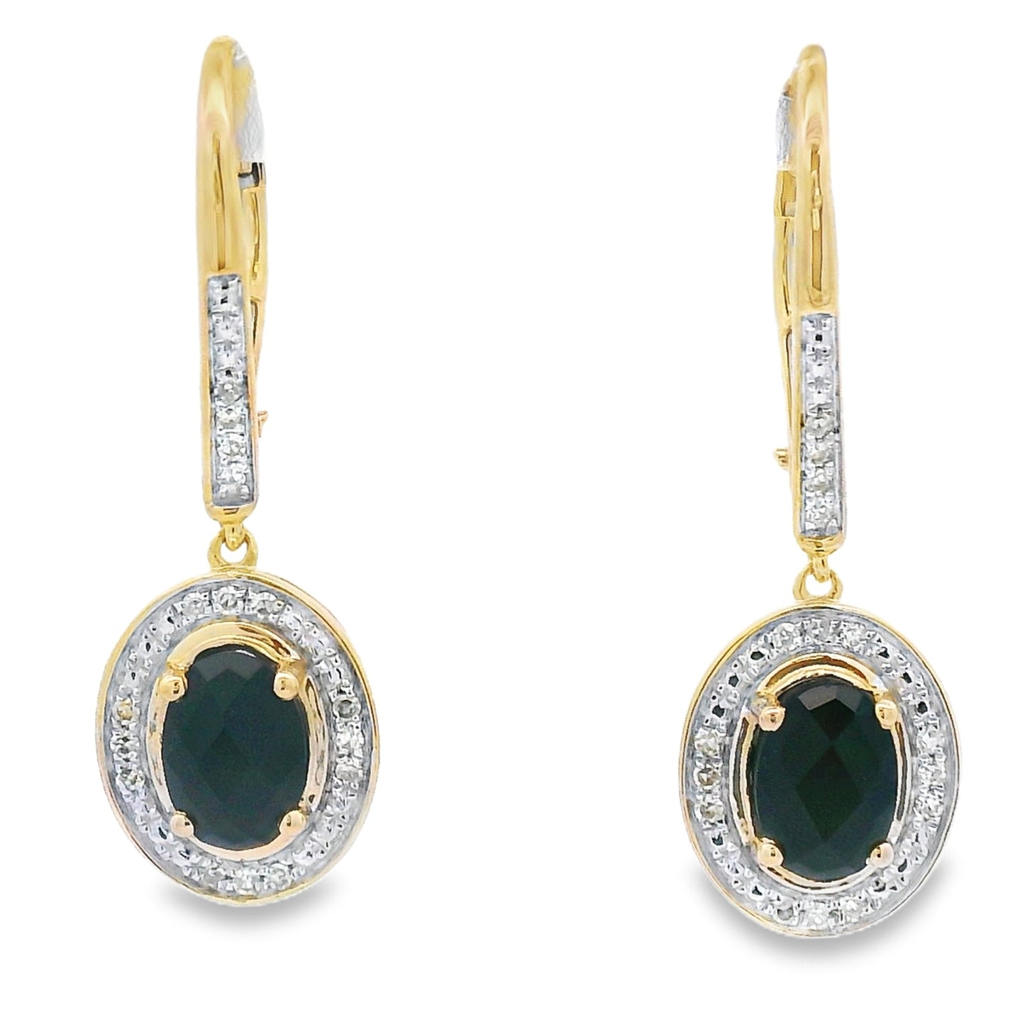 1.05ct Onyx Diamond Dangle Earrings 10KT Yellow Gold Bids.com