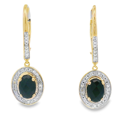 1.05ct Onyx Diamond Dangle Earrings 10KT Yellow Gold Bids.com