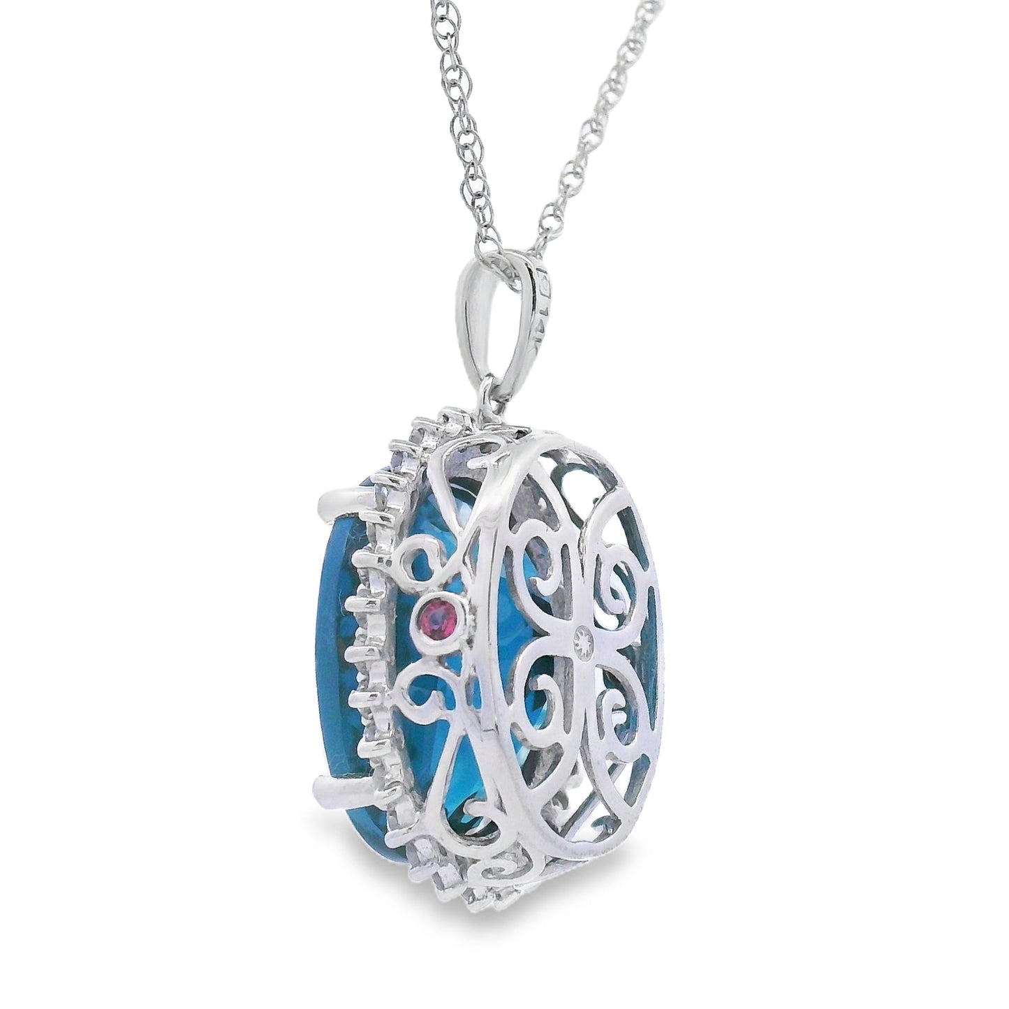 London Blue Topaz Fashion Pendants 14KT White Gold Bids.com