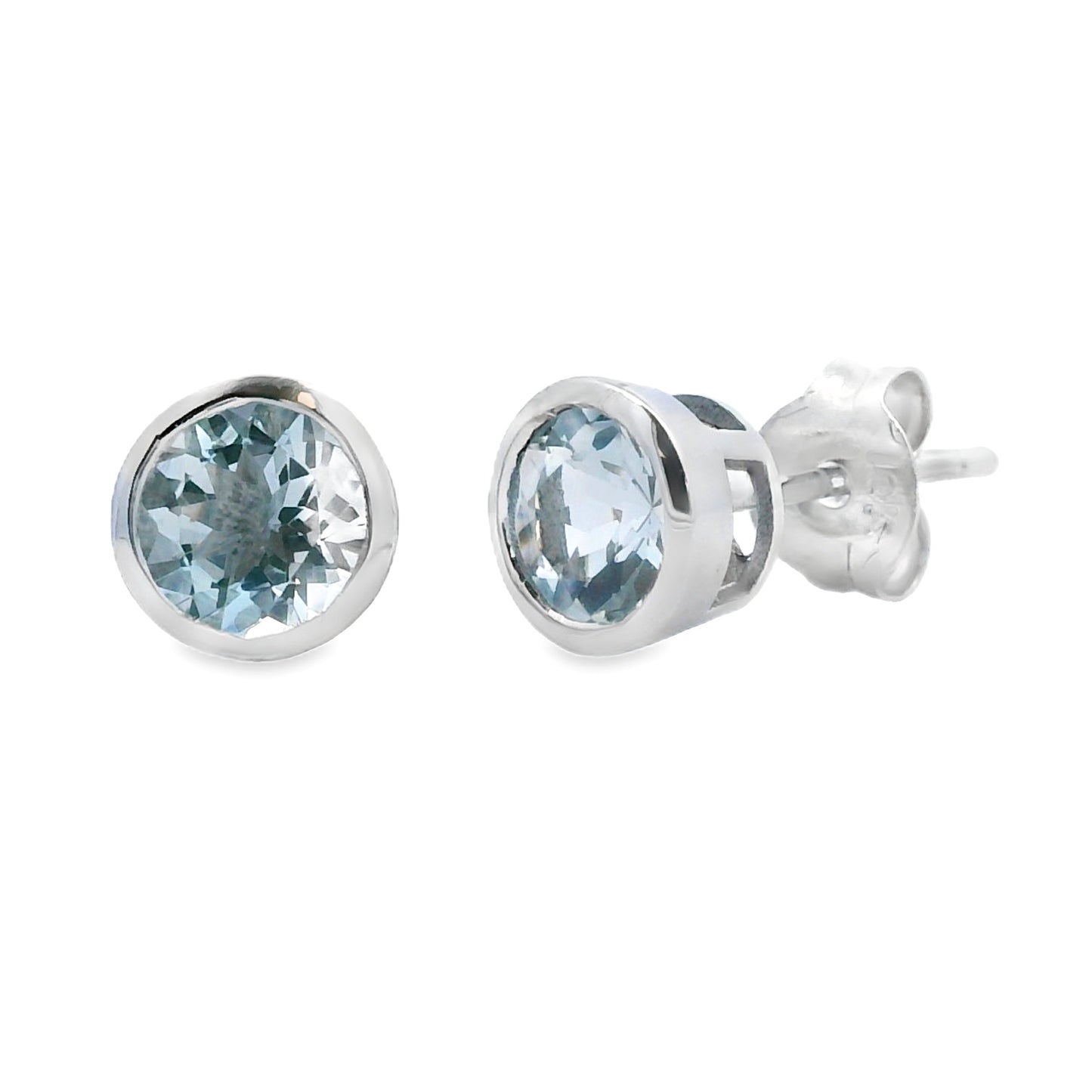 Genuine .78ct Aquamarine Stud Earrings 10KT White Gold Bids.com