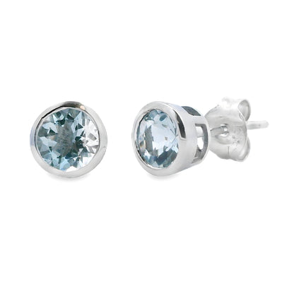 Genuine .78ct Aquamarine Stud Earrings 10KT White Gold Bids.com