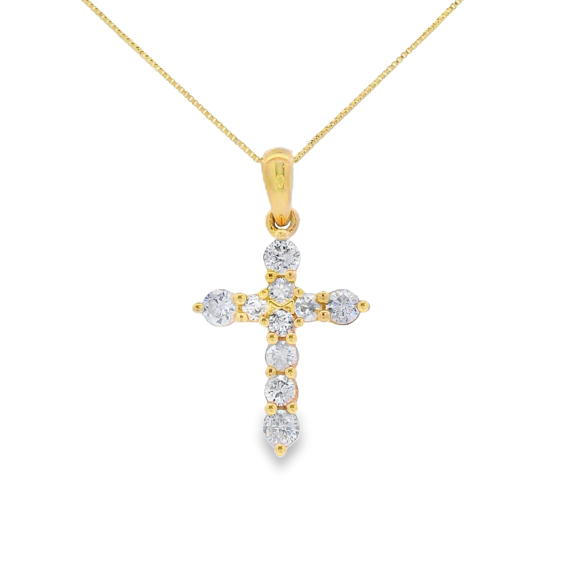 .30ct Diamond Cross Religious Pendant 14KT Yellow Gold Bids.com