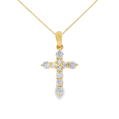 .30ct Diamond Cross Religious Pendant 14KT Yellow Gold Bids.com