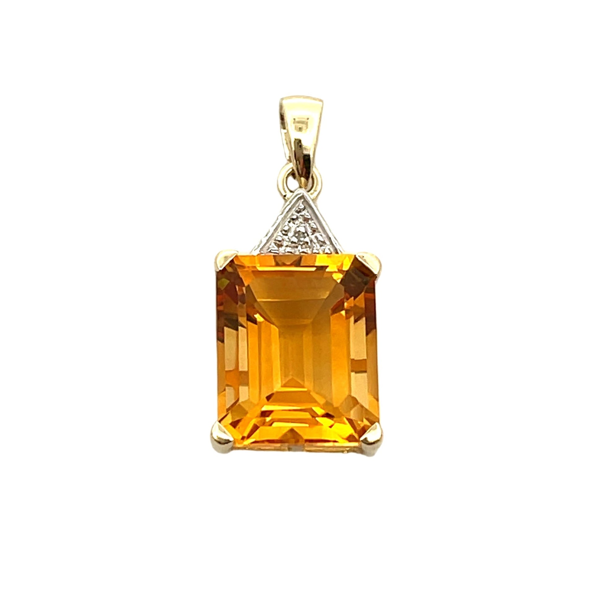 Citrine Diamond Fashion Pendants 10KT Yellow Gold Bids.com