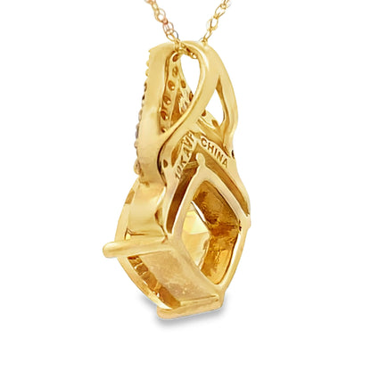 Citrine Diamond Fashion Pendants 10KT Yellow Gold Bids.com