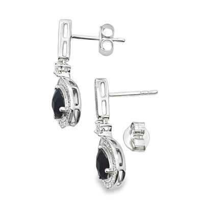 .84ct Onyx Diamond Dangle Earrings 10KT White Gold Bids.com