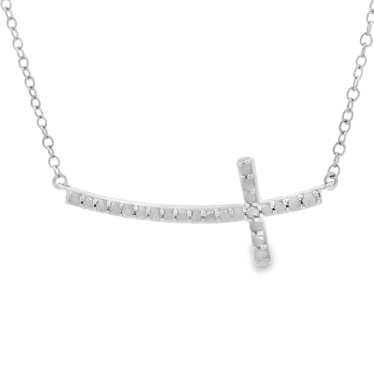 .26ct Diamond Cross Religious Pendant Sterling Silver Bids.com