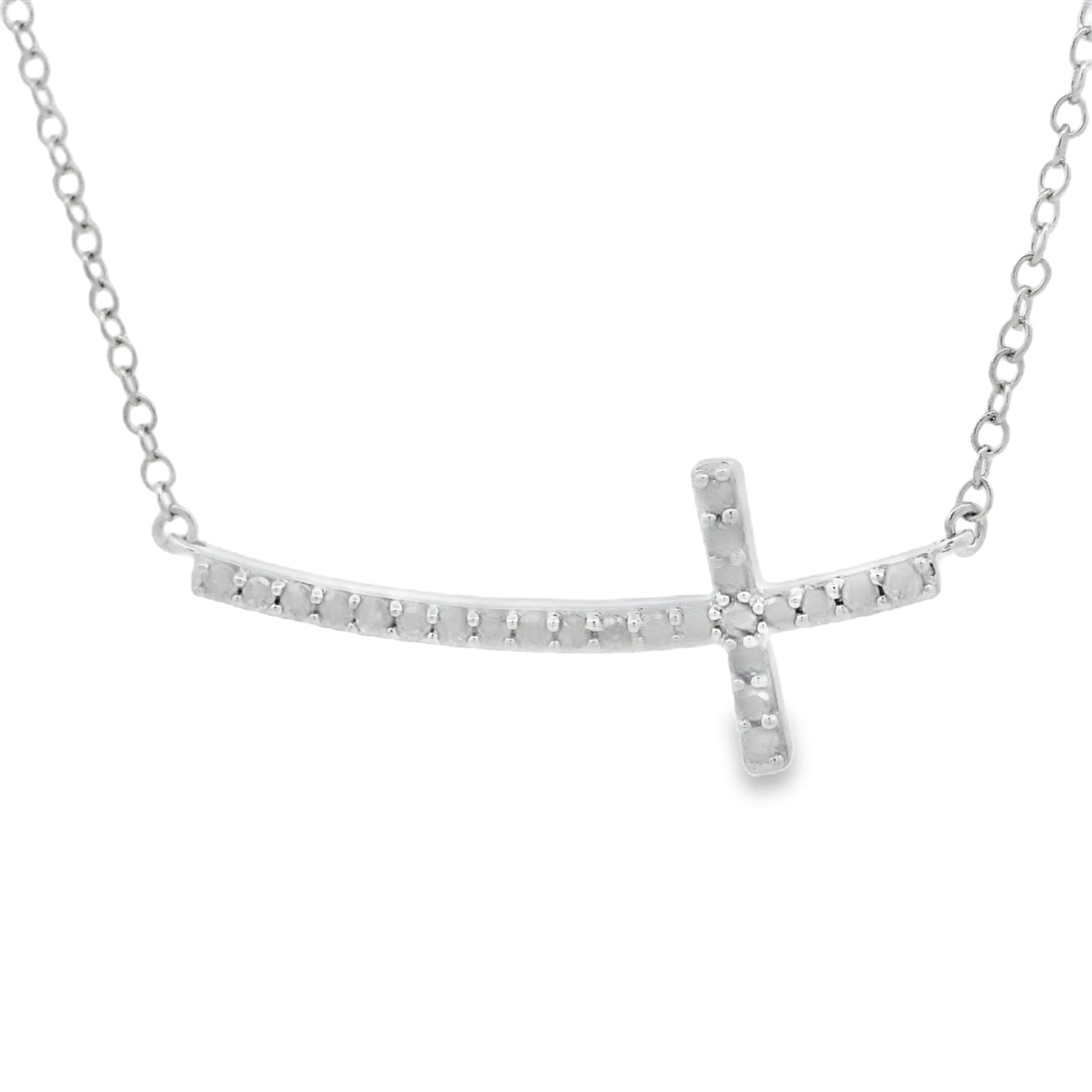 .26ct Diamond Cross Religious Pendant Sterling Silver Bids.com