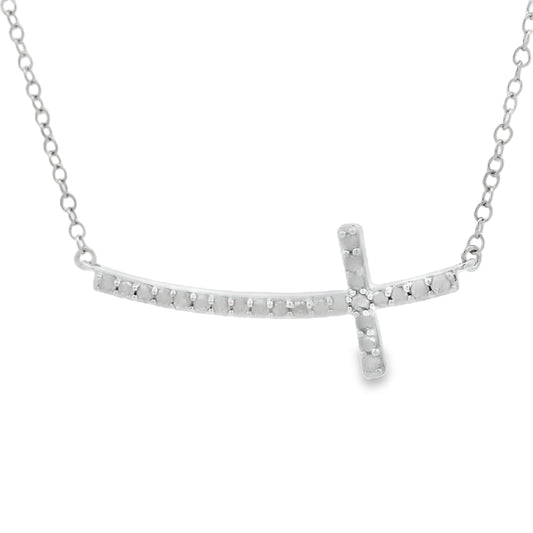 .26ct Diamond Cross Religious Pendant Sterling Silver Bids.com