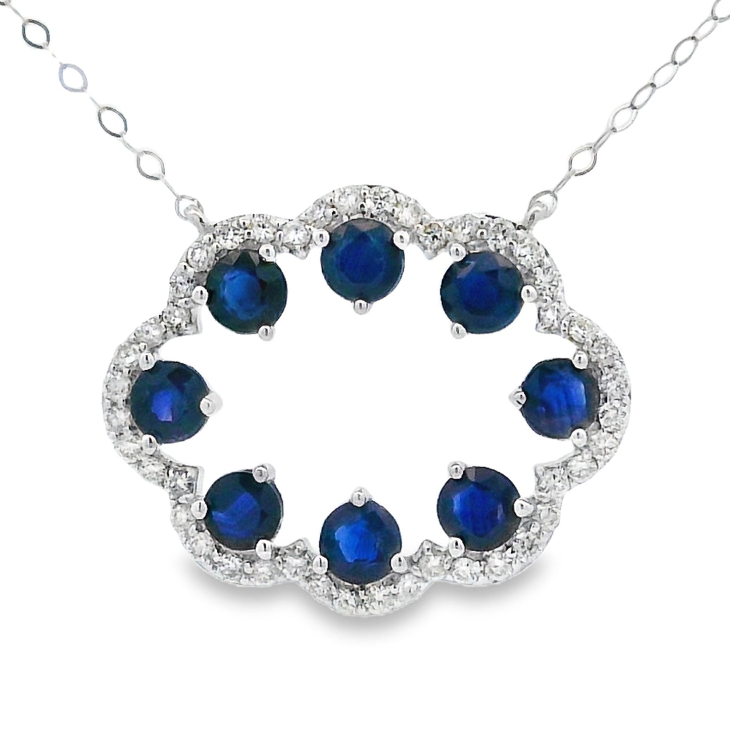 Sapphire Diamond Fashion Pendants 14KT White Gold Bids.com