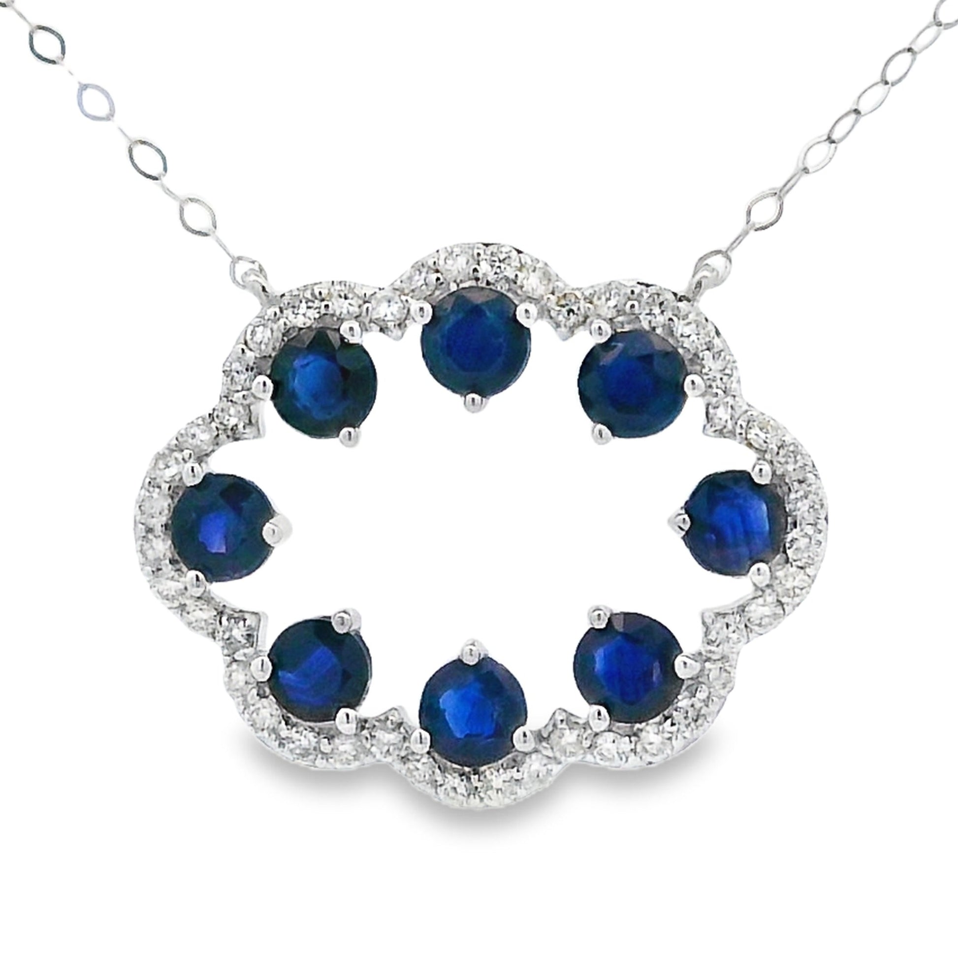 Sapphire Diamond Fashion Pendants 14KT White Gold Bids.com