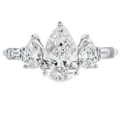 1.50ct Lab Grown Diamond 3 Stone Ring 14KT White Gold Bids.com