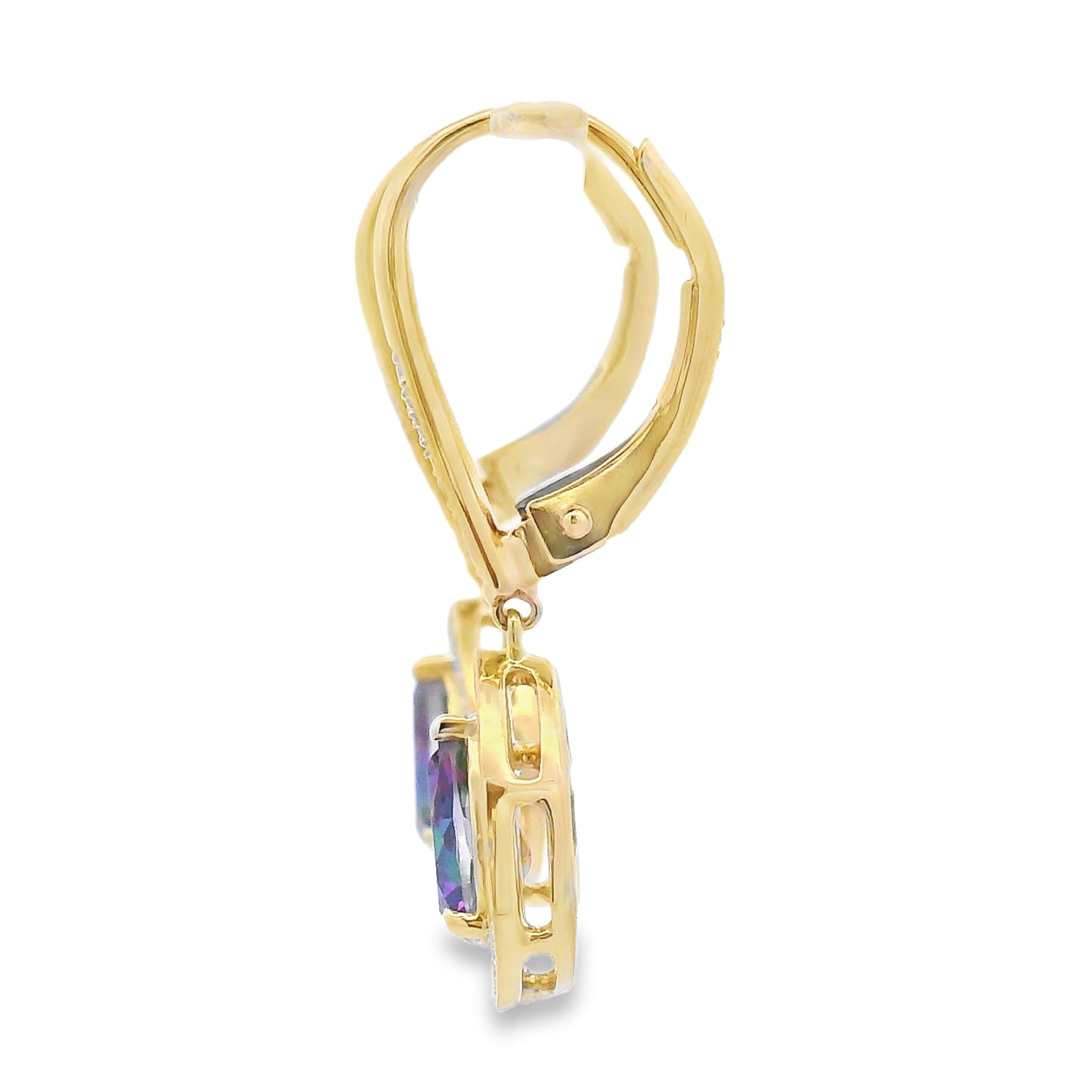 Mystic Fire Topaz Dangle Earrings 10KT Yellow Gold Bids.com