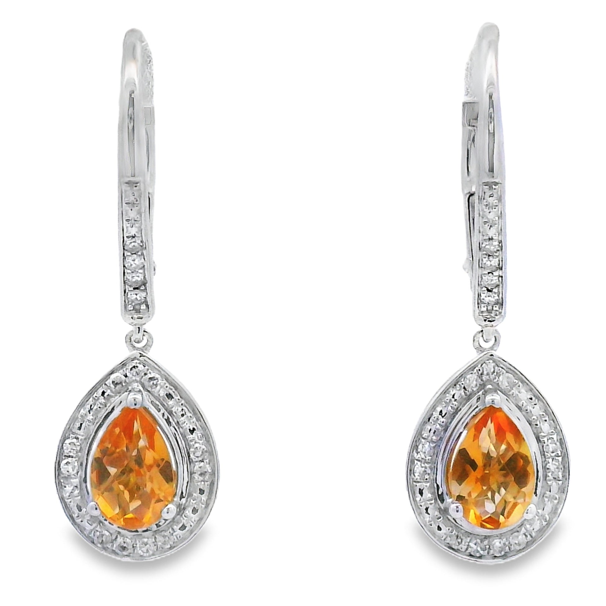 .88ct Amethyst Diamond Dangle Earrings 10KT White Gold Bids.com