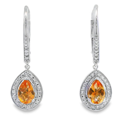 .88ct Amethyst Diamond Dangle Earrings 10KT White Gold Bids.com
