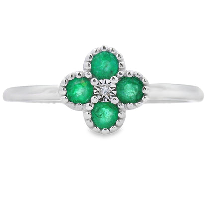 Genuine .15ct Emerald Diamond Ring 10KT White Gold Bids.com