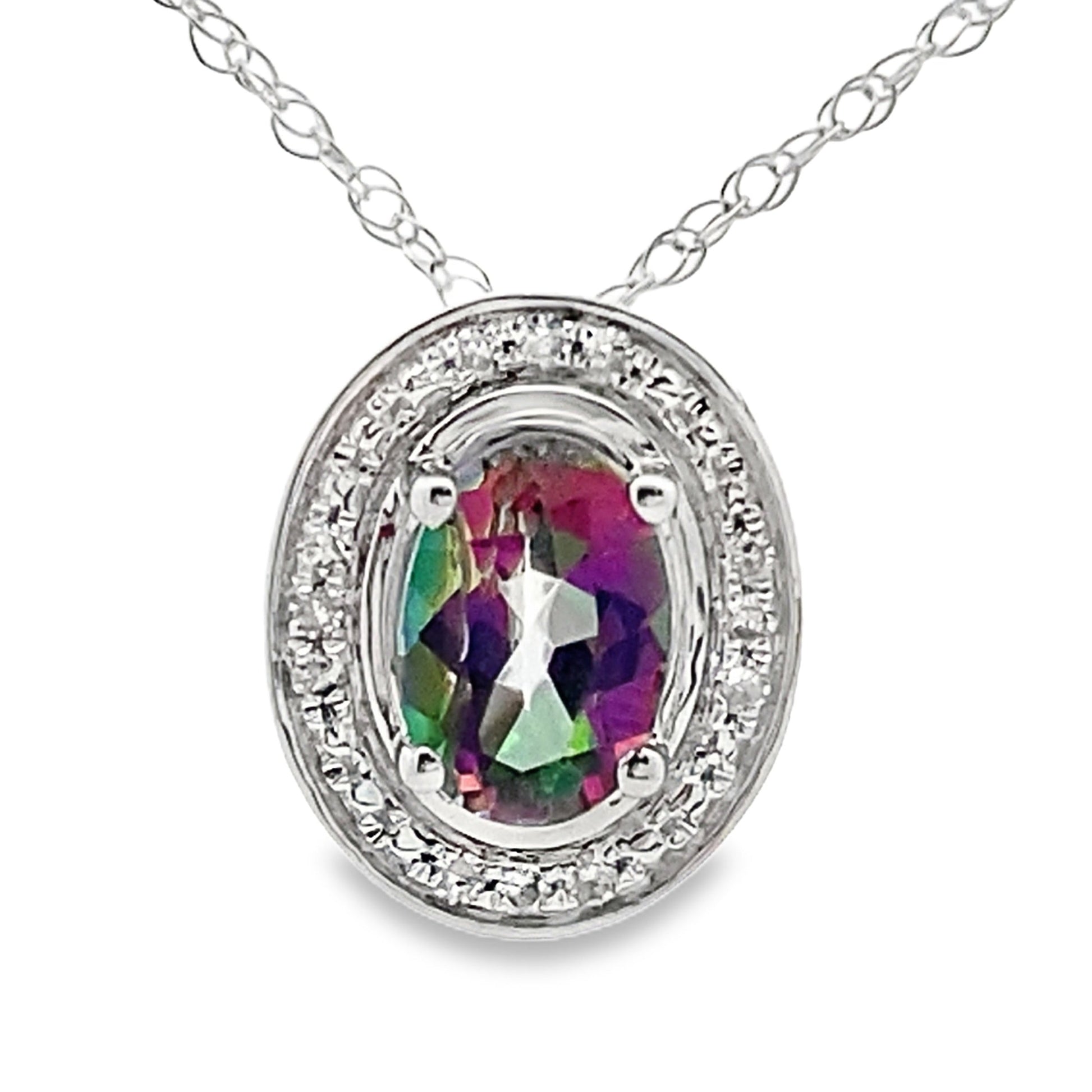 Mystic Fire Topaz Fashion Pendants 10KT White Gold Bids.com