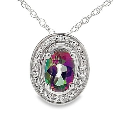 Mystic Fire Topaz Fashion Pendants 10KT White Gold Bids.com