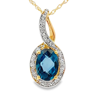 London Blue Topaz Fashion Pendants 10KT Yellow Gold Bids.com