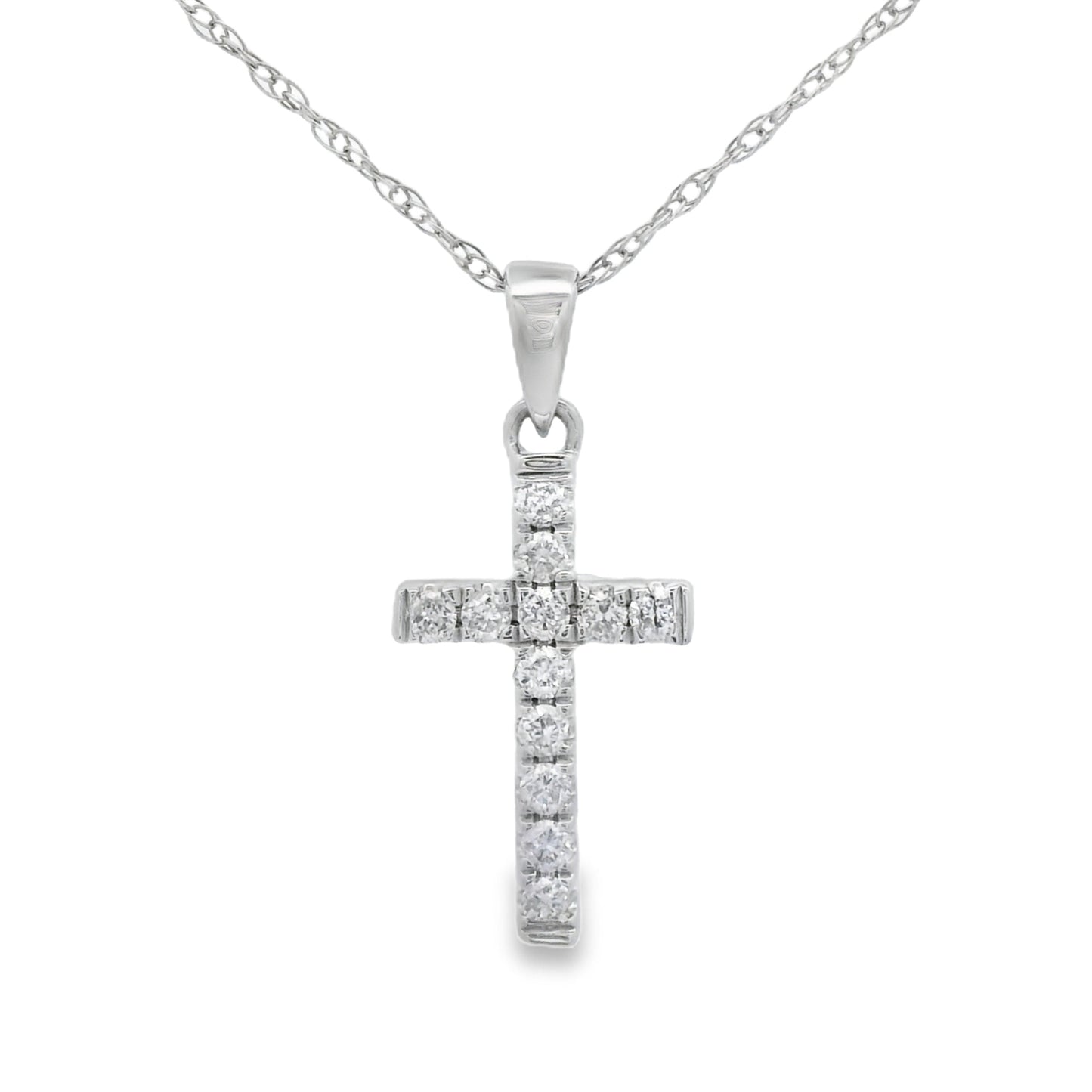 .11ct Diamond Cross Religious Pendant 14KT White Gold Bids.com