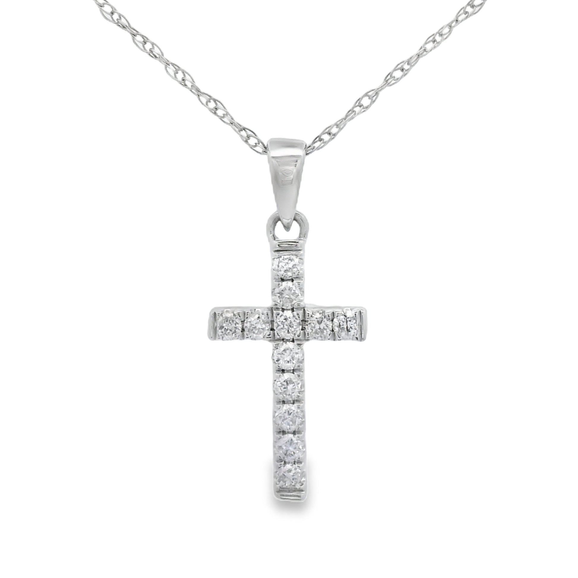 .11ct Diamond Cross Religious Pendant 14KT White Gold Bids.com