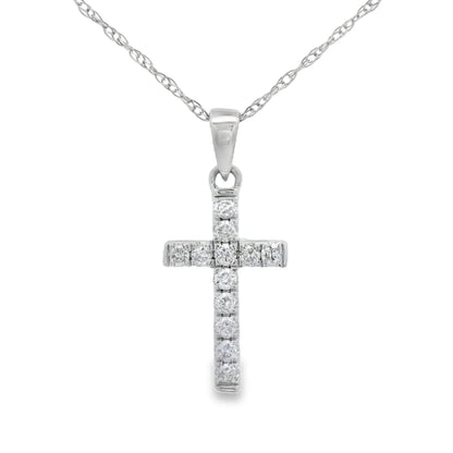 .11ct Diamond Cross Religious Pendant 14KT White Gold Bids.com