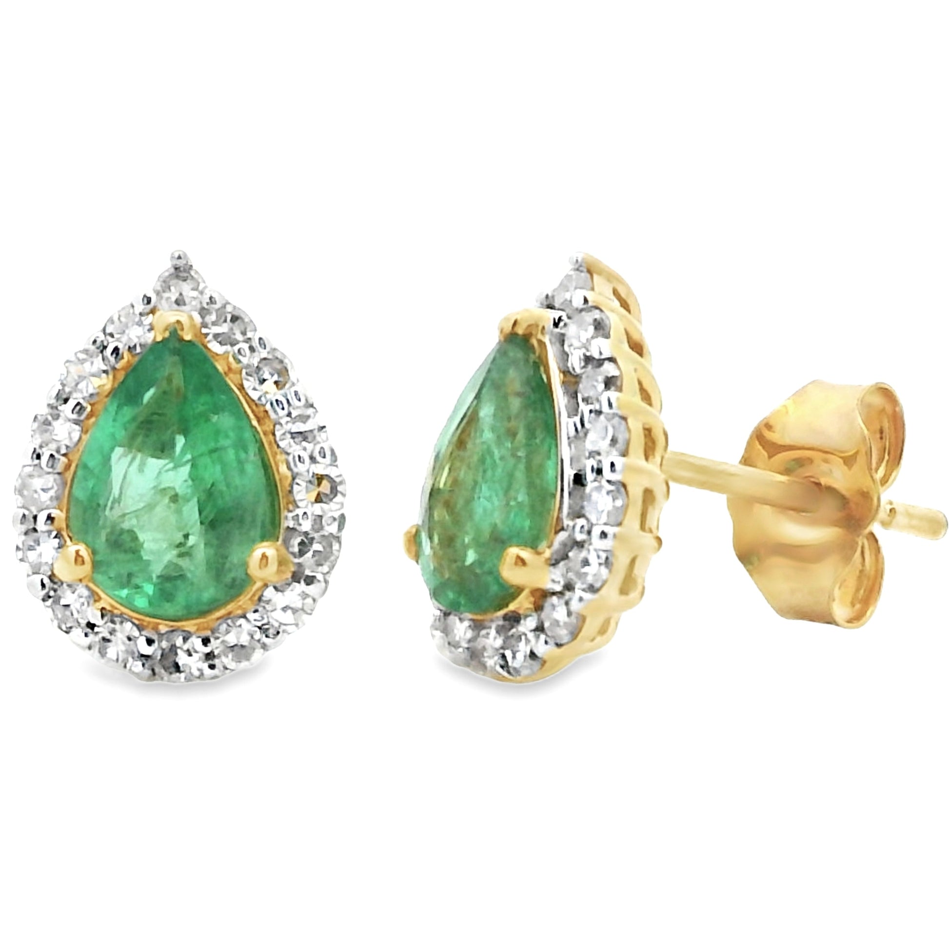 1.50ct Emerald Diamond Earrings 10KT Yellow Gold Bids.com