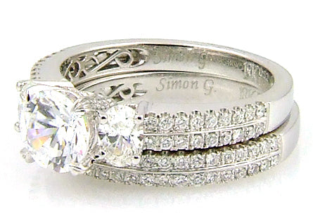 Natural 1.05ct Engagement Ring Set 18KT White Gold Bids.com