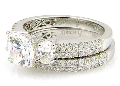 Natural 1.05ct Engagement Ring Set 18KT White Gold Bids.com
