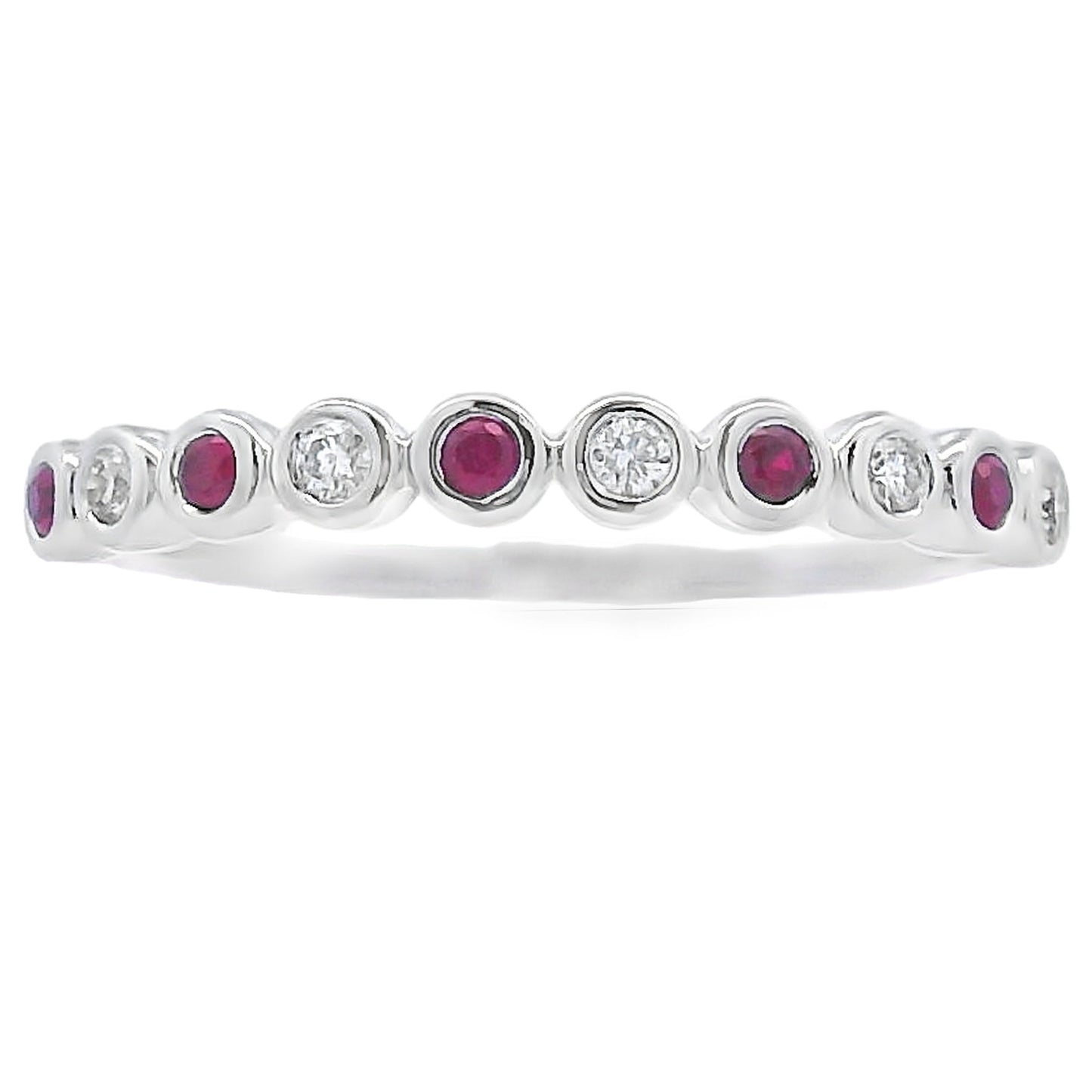 .18ct Ruby Diamond stackable band set 14KT White Gold Bids.com