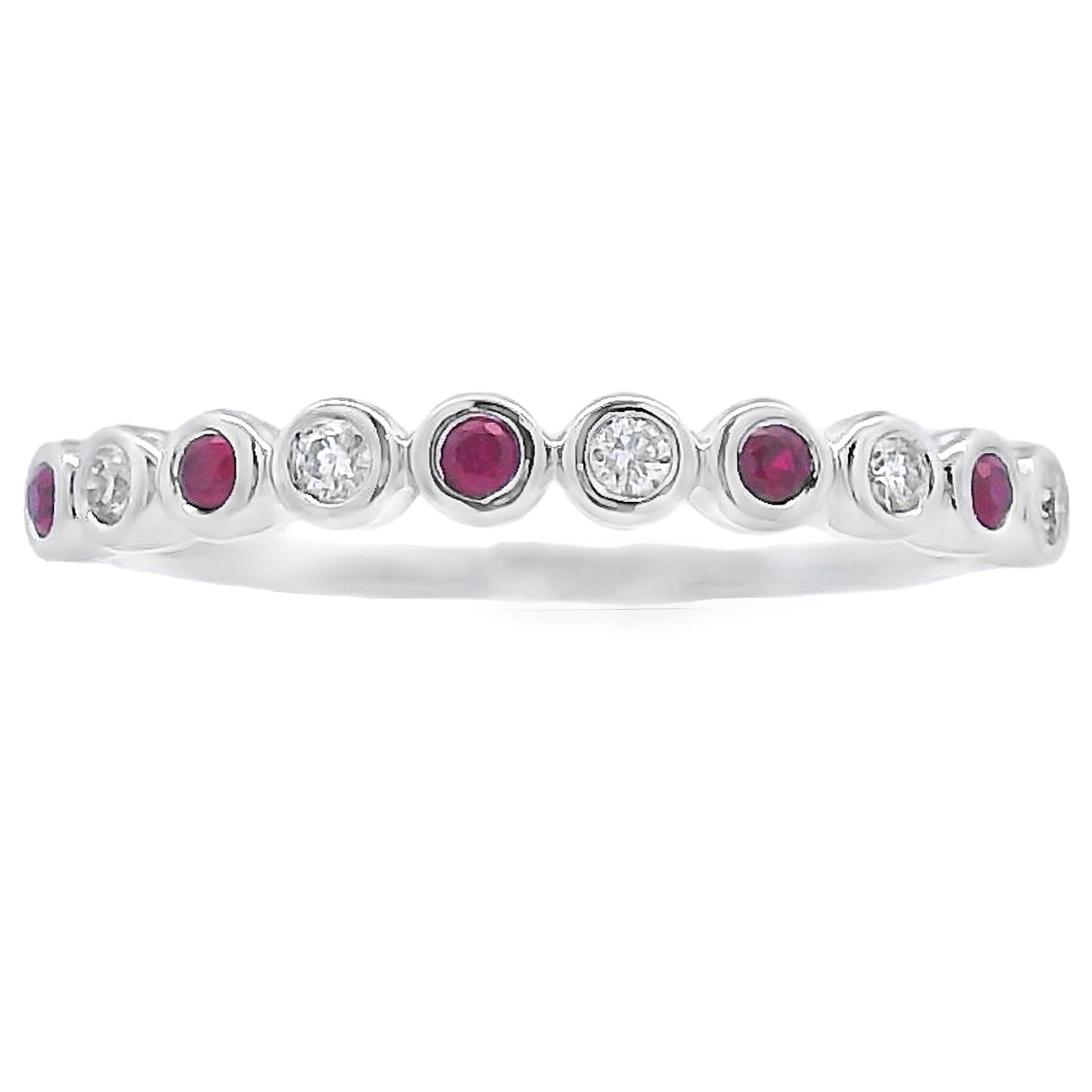 .18ct Ruby Diamond stackable band set 14KT White Gold Bids.com