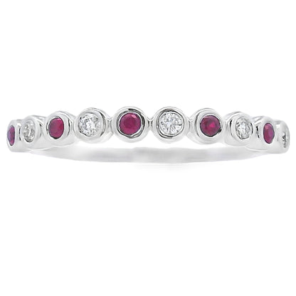 .18ct Ruby Diamond stackable band set 14KT White Gold Bids.com