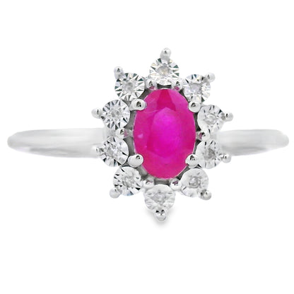 Genuine .63ct Ruby Diamond Ring 10KT White Gold Bids.com