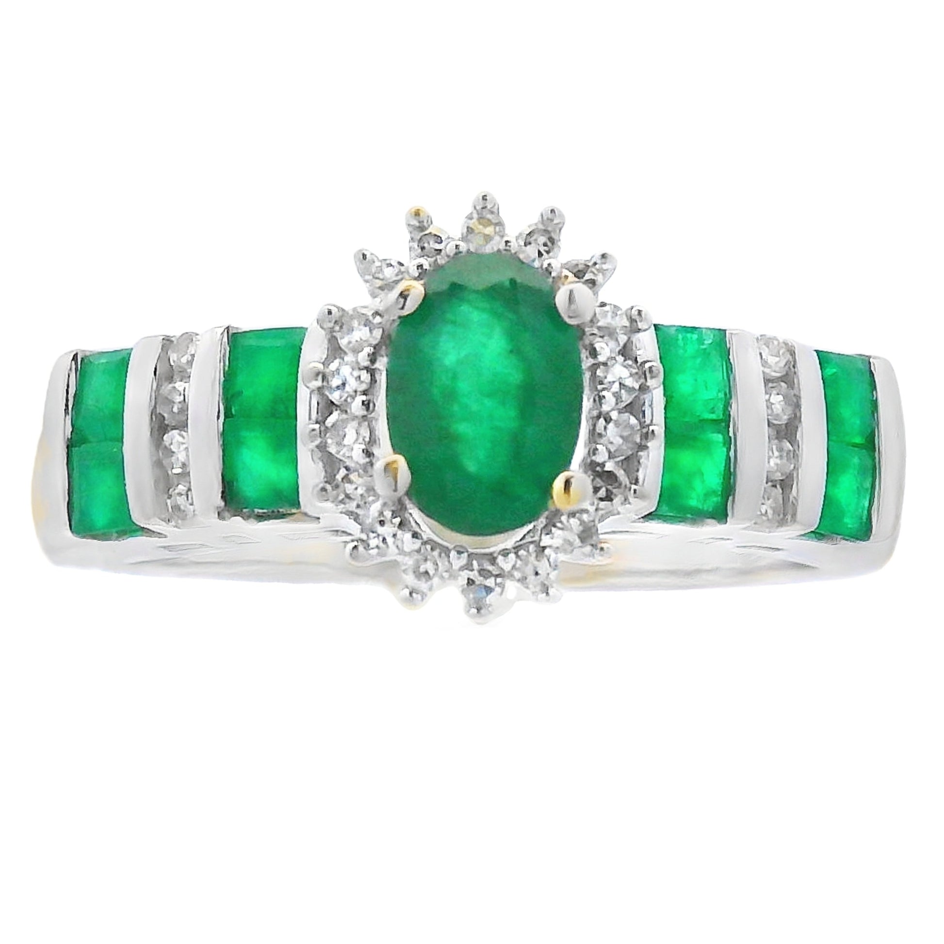 Genuine .80ct Emerald Diamond Ring 10KT White Gold Bids.com