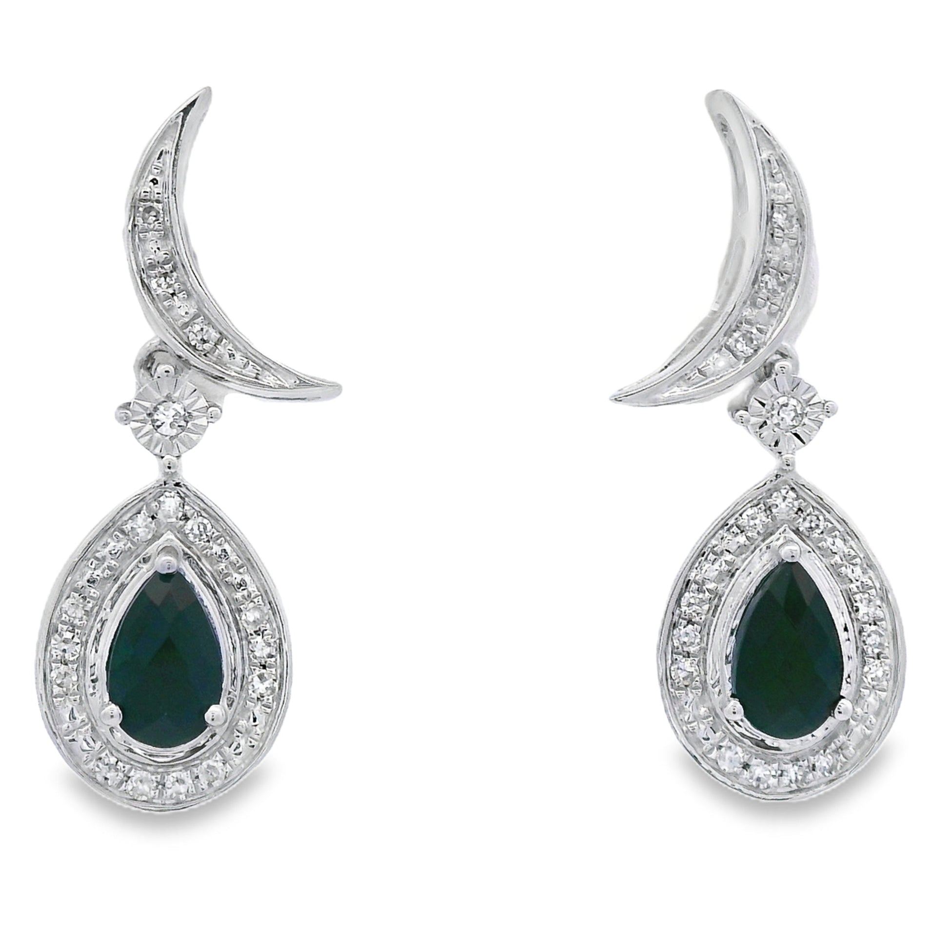 .55ct Onyx Diamond Dangle Earrings 10KT White Gold Bids.com