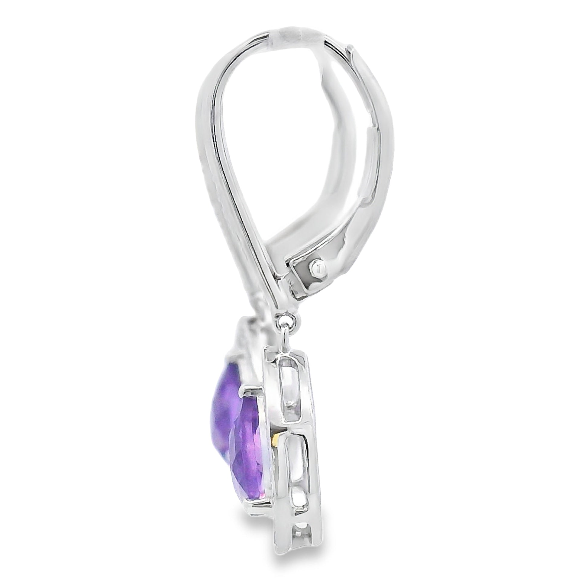 .88ct Amethyst Diamond Dangle Earrings 10KT White Gold Bids.com