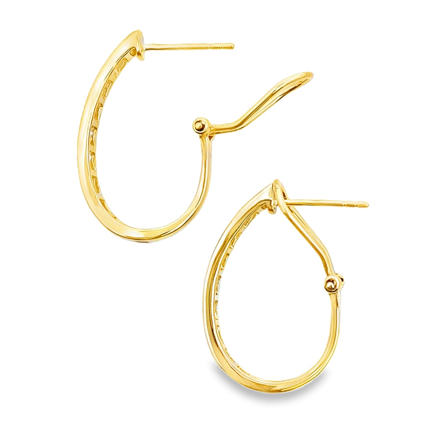 Genuine 1.00ct Diamond Hoop Earrings 14KT Yellow Gold Bids.com