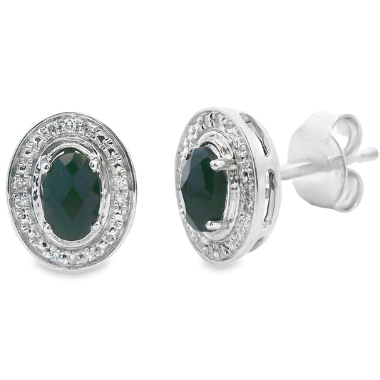 Genuine .56ct Onyx Diamond Earrings 10KT White Gold Bids.com