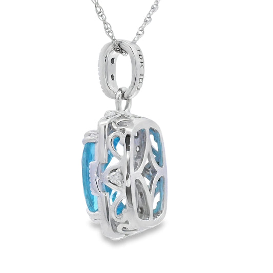 Blue Topaz Diamond Fashion Pendants 10KT White Gold Bids.com