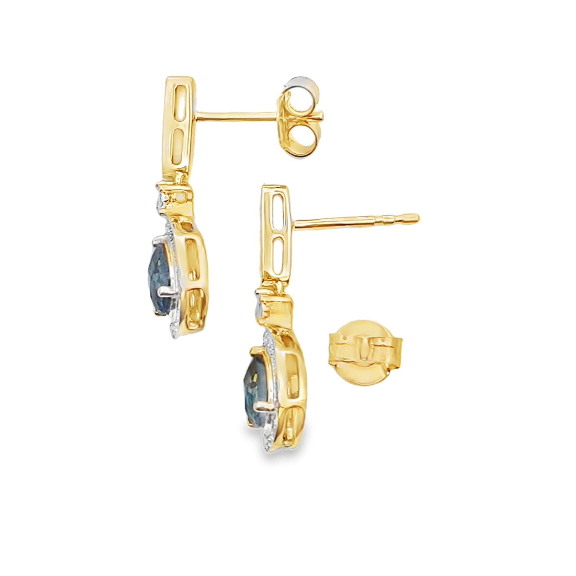 London Blue Topaz Dangle Earrings 10KT Yellow Gold Bids.com