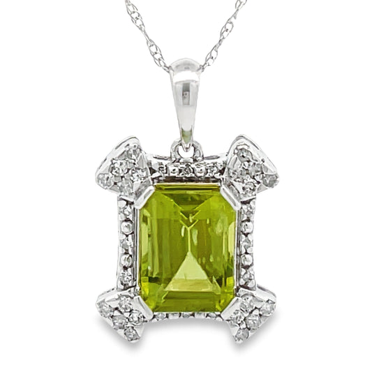1.87ct Peridot Diamond Fashion Pendants 10KT White Gold Bids.com