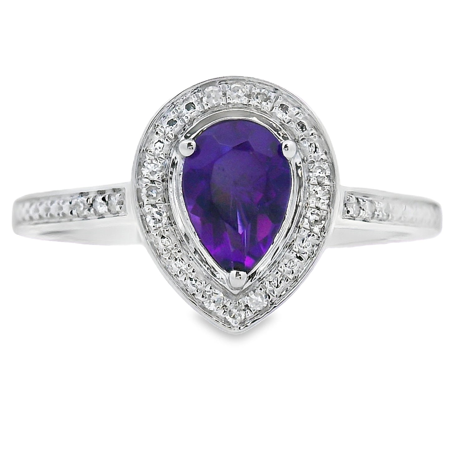 Natural .42ct Amethyst Diamond Ring 10KT White Gold Bids.com