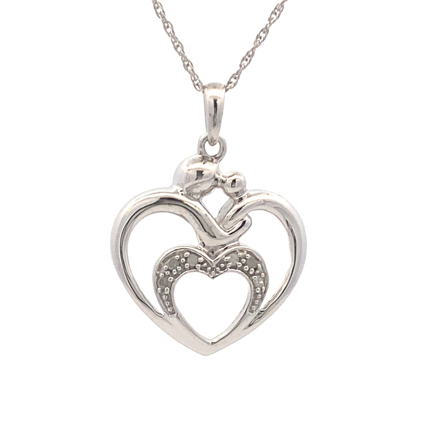 .10ct Diamond Heart Love Pendant Sterling Silver Bids.com