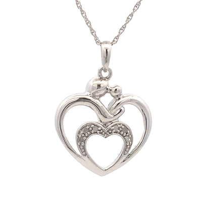 .10ct Diamond Heart Love Pendant Sterling Silver Bids.com