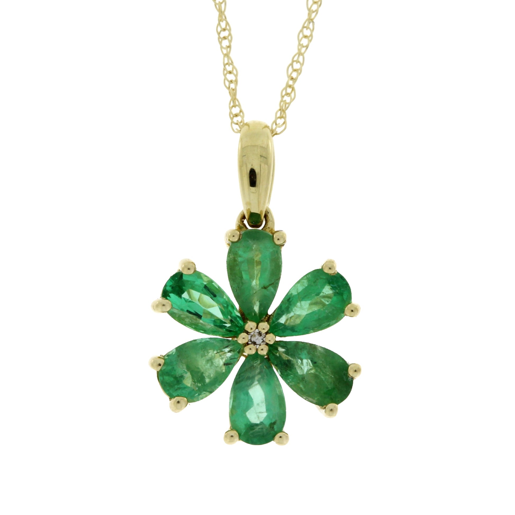 Emerald Diamond Fashion Pendants 14KT Yellow Gold Bids.com